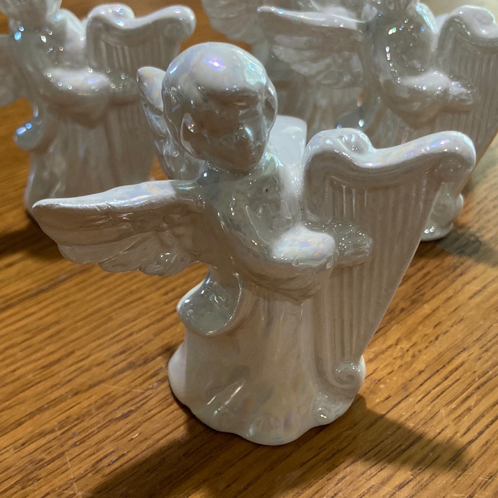 Angel with harp napkin rings